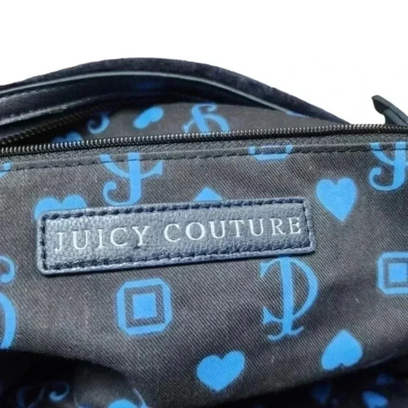 Juicy Couture Velour Pretty Day Satchel Bag Navy Shoulder Y2K Bedazzled Women's - Picture 12 of 16